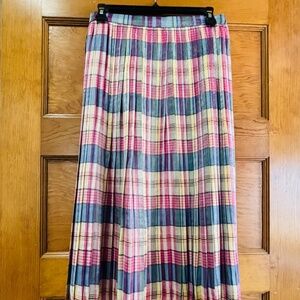 J CREW PLEATED PLAID MIDI SKIRT